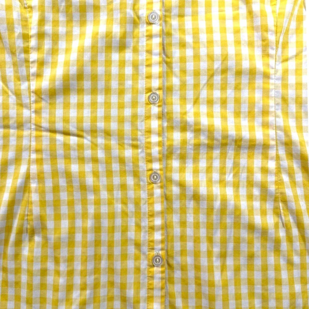 Basic Editions Yellow White Gingham Short Sleeve Button Down Shirt Womens XXL - Picture 5 of 9